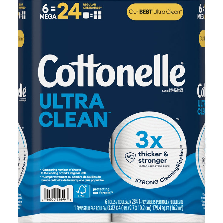 Image of Cottonelle Ultra Clean Strong Toilet Paper (6-Mega Rolls)