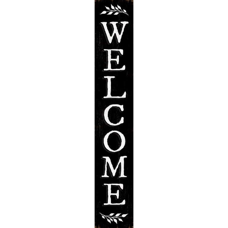 Image of My Word! Welcome Black 8 In. x 46.5 In. Porch Board