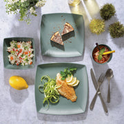 Image of Gibson Home Grayson Gray Square Dinnerware Set (12-Piece)