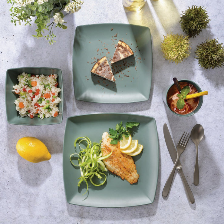 Image of Gibson Home Grayson Gray Square Dinnerware Set (12-Piece)