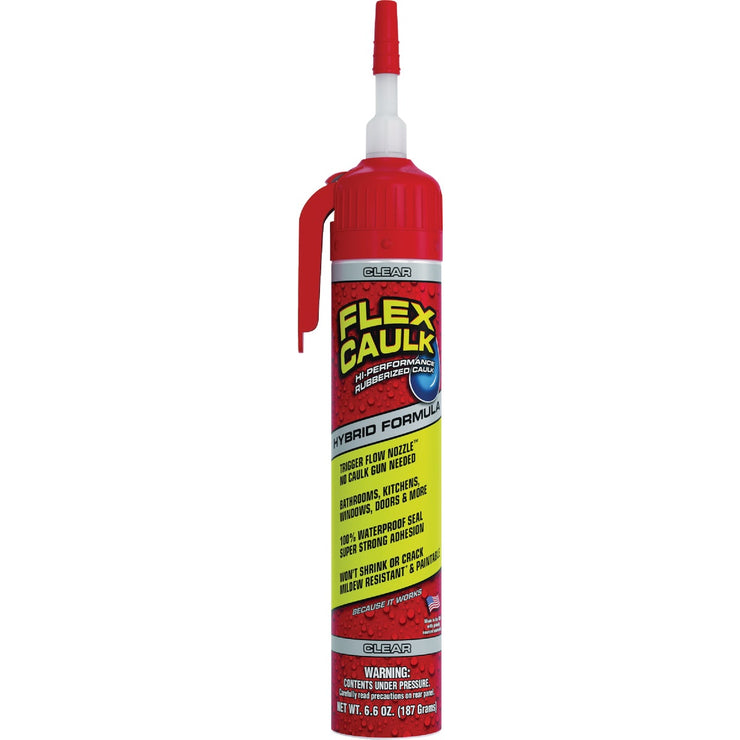 Image of Flex Caulk 6.75 Oz. Clear Hybrid Caulk Cartridge With Adjustble Nozzle