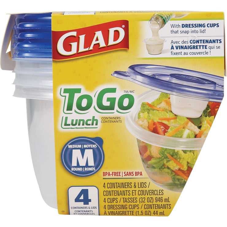 Image of Glad ToGo Lunch 32 Oz. Clear Medium Round Container (4-Pack)