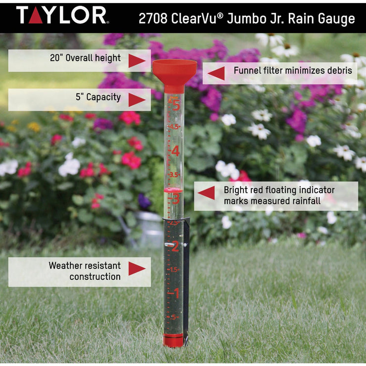 Image of Taylor Jumbo Jr. Red Rain Gauge