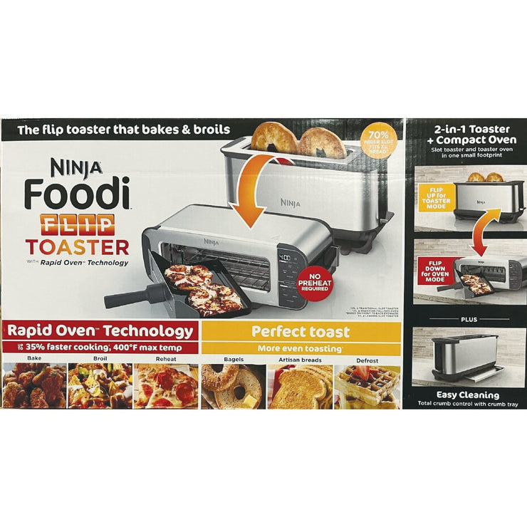 Image of Ninja Foodi 2-Slice Stainless Steel 2-In-1 Flip Toaster