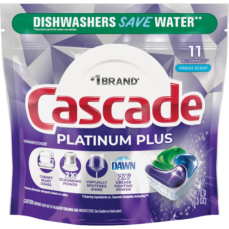 Image of  Cascade Platinum Plus Action Pacs Dishwasher Detergent (11-Count)