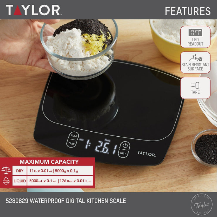 Image of Taylor 11 Lb. Capacity Waterproof Digital Kitchen Scale