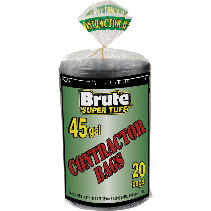 Image of Brute Super Tuff 45 Gal. Contractor Black Trash Bag (20-Count)