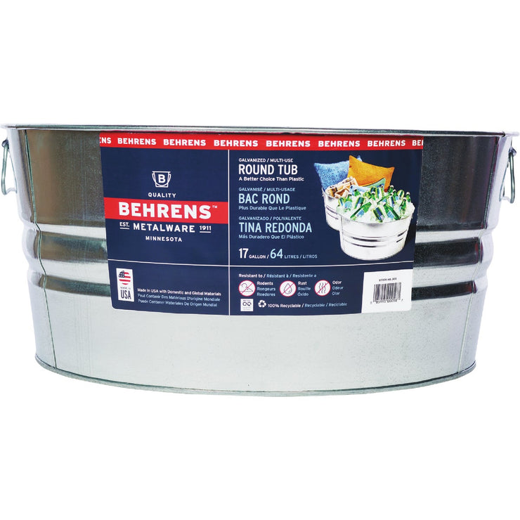 Image of Behrens 17 Gal. Round Galvanized Steel Utility Tub