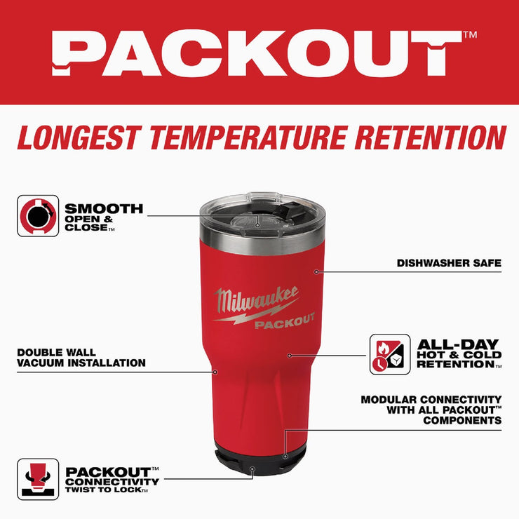 Image of Milwaukee PackOut 30 Oz. Red Insulated Tumbler