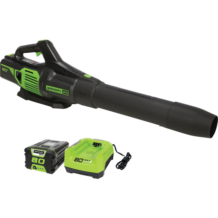 Image of Greenworks 80V 730 CFM 170 MPH Handheld Leaf Blower with 2.5 Ah Battery & Rapid Charger