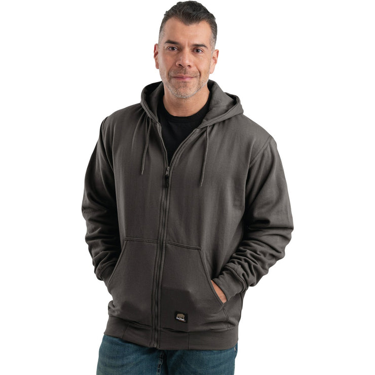 Image of Berne Heritage XL Charcoal Thermal-Lined Full-Zip Hooded Sweatshirt