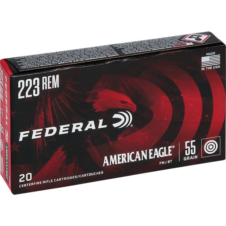 Image of Federal American Eagle .223 Rem 55 Grain FMJ-BT Centerfire Ammunition Cartridges