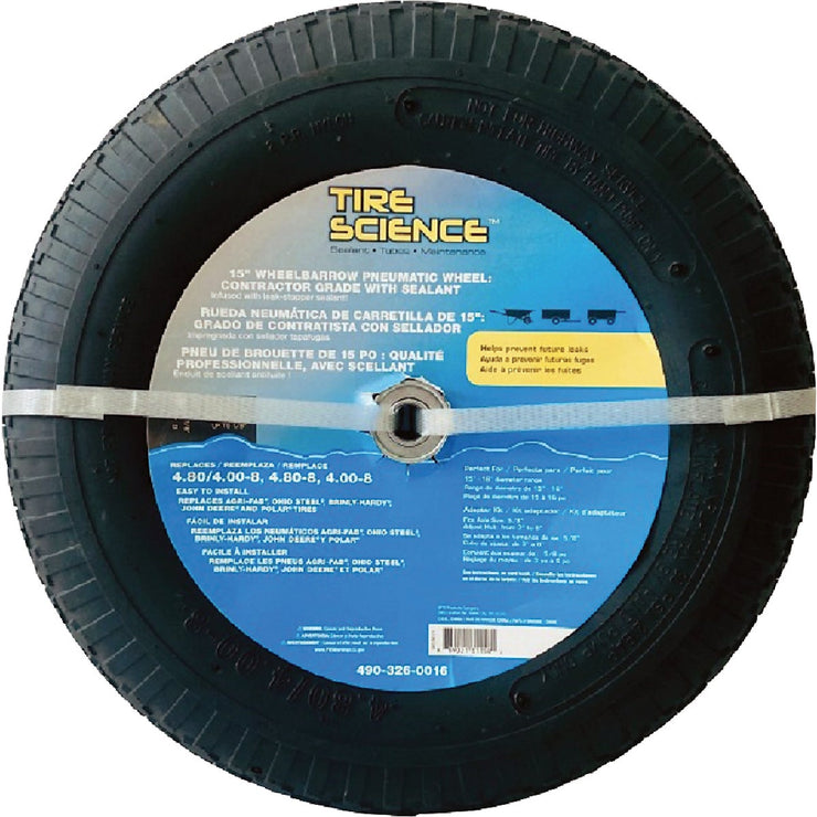 Image of Tire Science 15.5 In. Wheel with Tire Sealant for Wheelbarrows, Carts and Tow Trailers