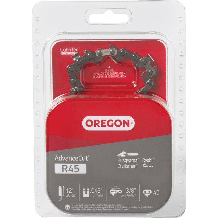 Image of Oregon R45 AdvanceCut Chainsaw Chain for 12-Inch Bar -45 Drive Links  fits Echo, Makita, Craftsman, Husqvarna, Ryobi and more