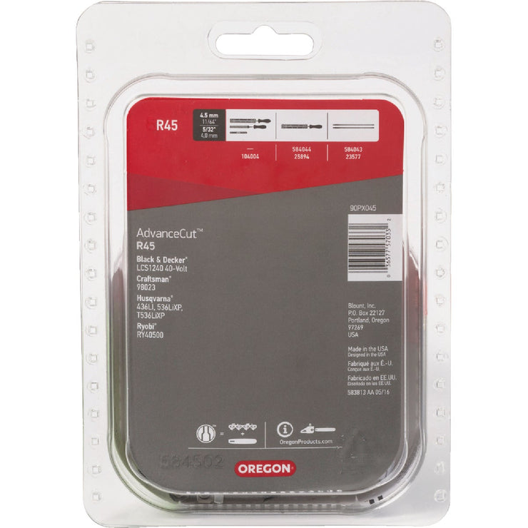 Image of Oregon R45 AdvanceCut Chainsaw Chain for 12-Inch Bar -45 Drive Links  fits Echo, Makita, Craftsman, Husqvarna, Ryobi and more