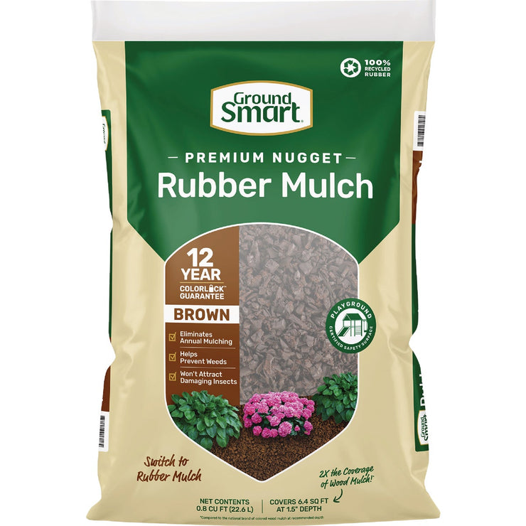 Image of GroundSmart 0.8 Cu. Ft. Brown Recycled Nugget Rubber Mulch