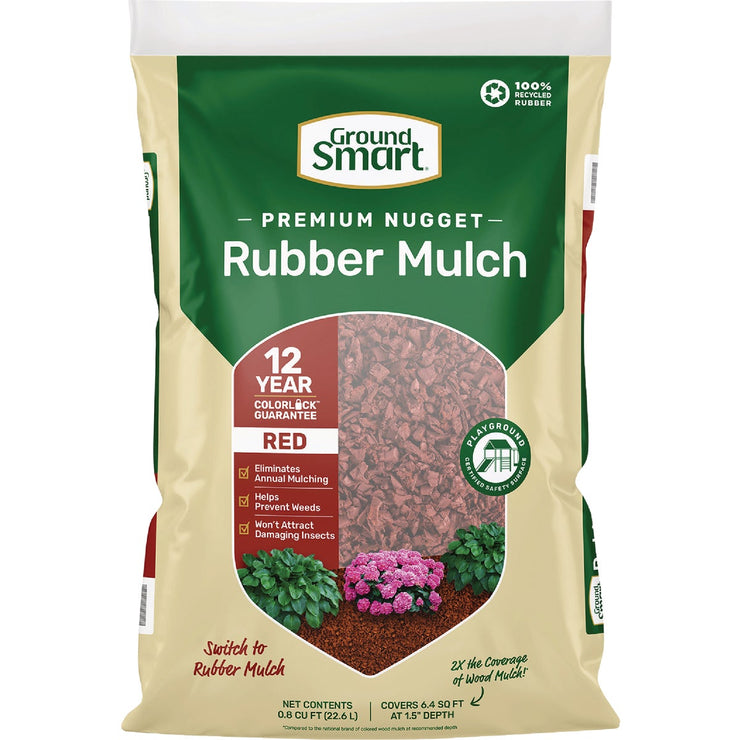 Image of GroundSmart 0.8 Cu. Ft. Red Recycled Nugget Rubber Mulch