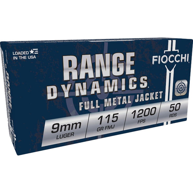 Image of Fiocchi Training Dynamics 9mm 115 Grain FMH Centerfire Ammunition Cartridges