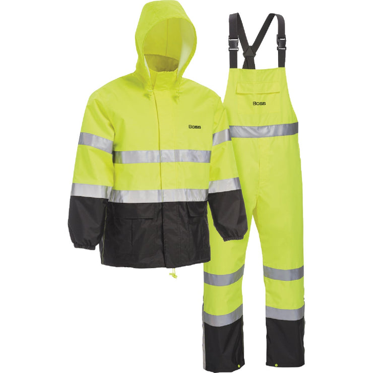 Image of Boss Large 2-Piece ANSI Class 3 Hi-Visibility Rain Suit
