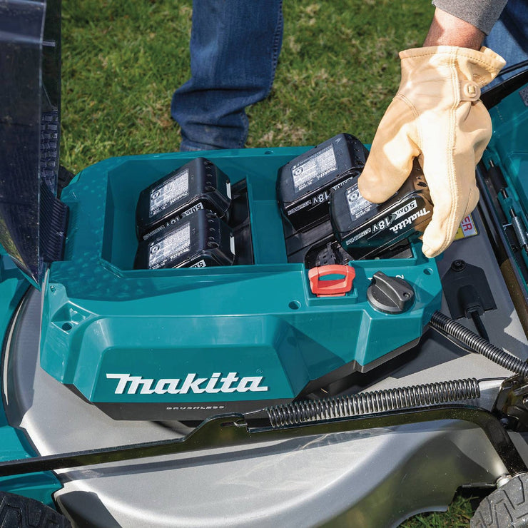 Image of Makita 36V (18V X2) LXT Brushless 21 In. Self-Propelled Commercial Lawn Mower Kit with 4 Batteries (5.0Ah)