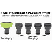 Image of Flexzilla Standard Garden Hose Quick-Connect Fitting Plug Kit, ZillaGreen (5-Piece)