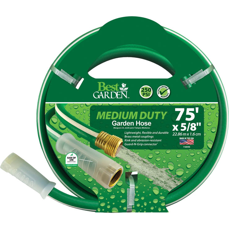 Image of Best Garden 5/8 In. Dia. x 75 Ft. L. Medium-Duty Vinyl Garden Hose W/Guard-N-Grip