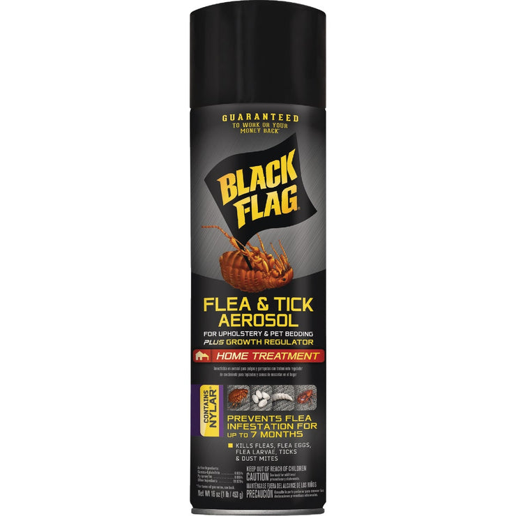 Image of Black Flag 16 Oz. Aerosol Spray Flea & Tick Upholstery & Pet Bedding Home Treatment Plus Growth Regulator