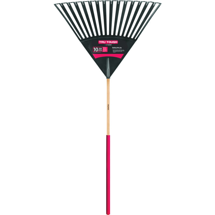 Image of Truper Tru Tough 30 In Poly Head 48 In. Wood Handle Clog-Resistant Leaf Rake