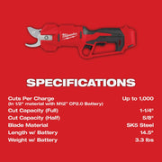 Image of Milwaukee M12 Brushless Cordless Pruning Shears Kit with 2.0 Ah Battery & Charger