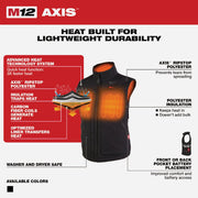 Image of Milwaukee M12 AXIS Women's Black Cordless Vest Kit, XL