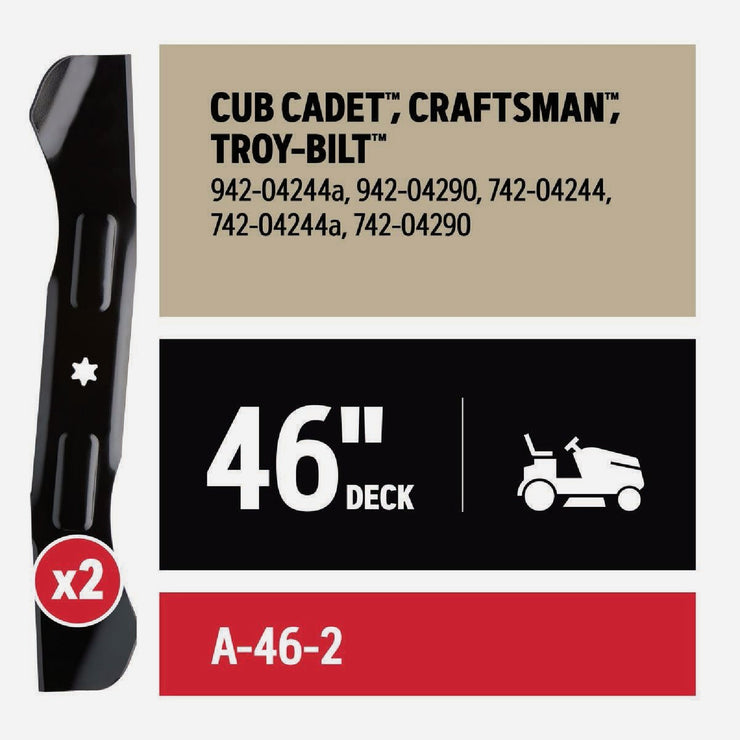 Image of Oregon 46 In. Deck Riding Lawnmower Blade - Fits Craftsman and Cub Cadet Riding Mower (2-Count)