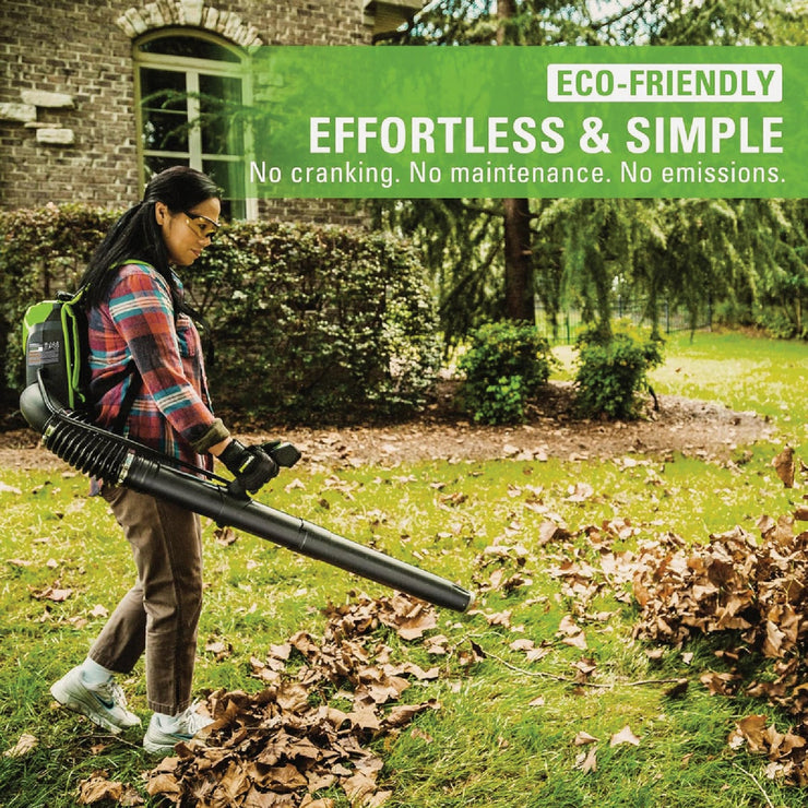Image of Greenworks 80V 610 CFM 180 MPH Cordless Single-Port Backpack Leaf Blower with 4.0 Ah Battery & Charger