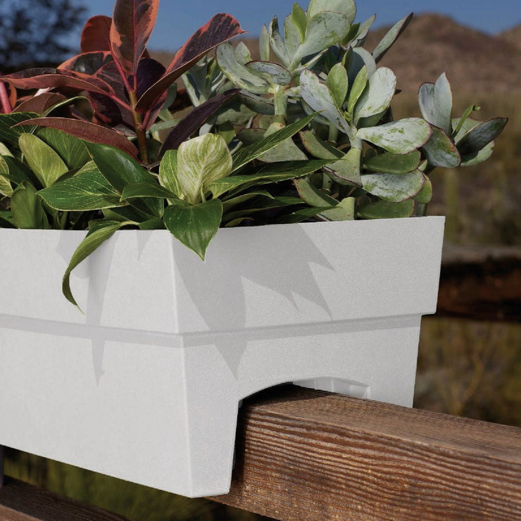 Image of Bloem Finley 24 In. W. Recycled Ocean Plastic Casper White Rail Planter
