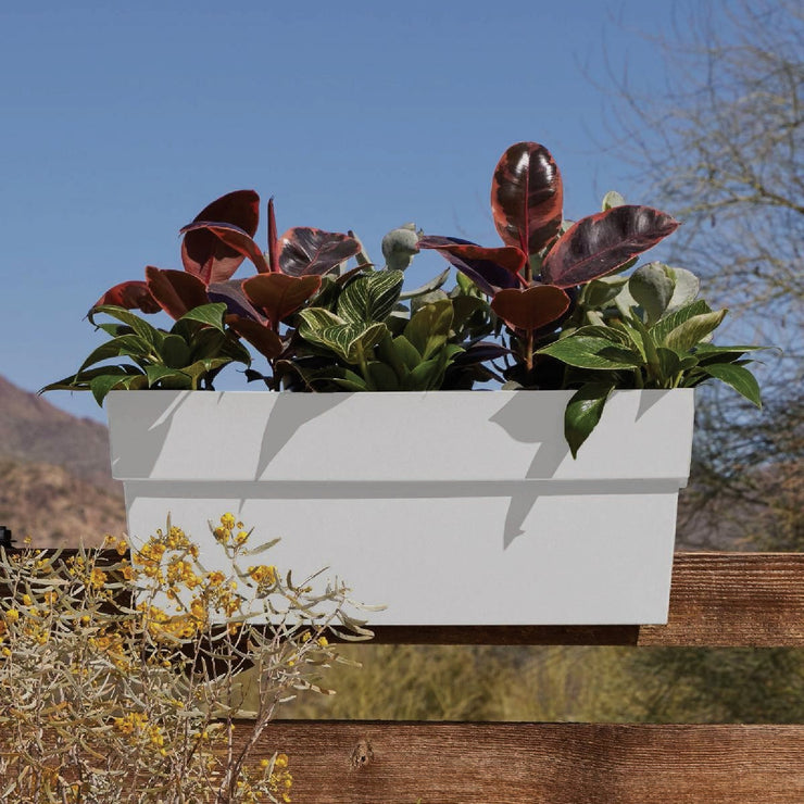 Image of Bloem Finley 24 In. W. Recycled Ocean Plastic Casper White Rail Planter
