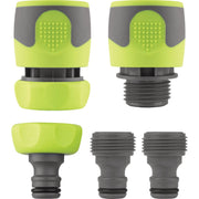 Image of Flexzilla Standard Garden Hose Quick-Connect Coupler & Plug Kit, ZillaGreen (5-Piece)