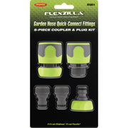 Image of Flexzilla Standard Garden Hose Quick-Connect Coupler & Plug Kit, ZillaGreen (5-Piece)