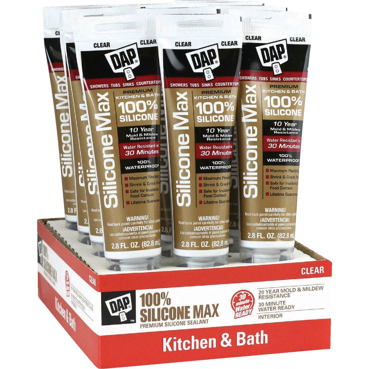 Image of DAP Silicone Max 2.8 Oz. Clear Premium Kitchen, Bath & Plumbing 100% Silicone Sealant
