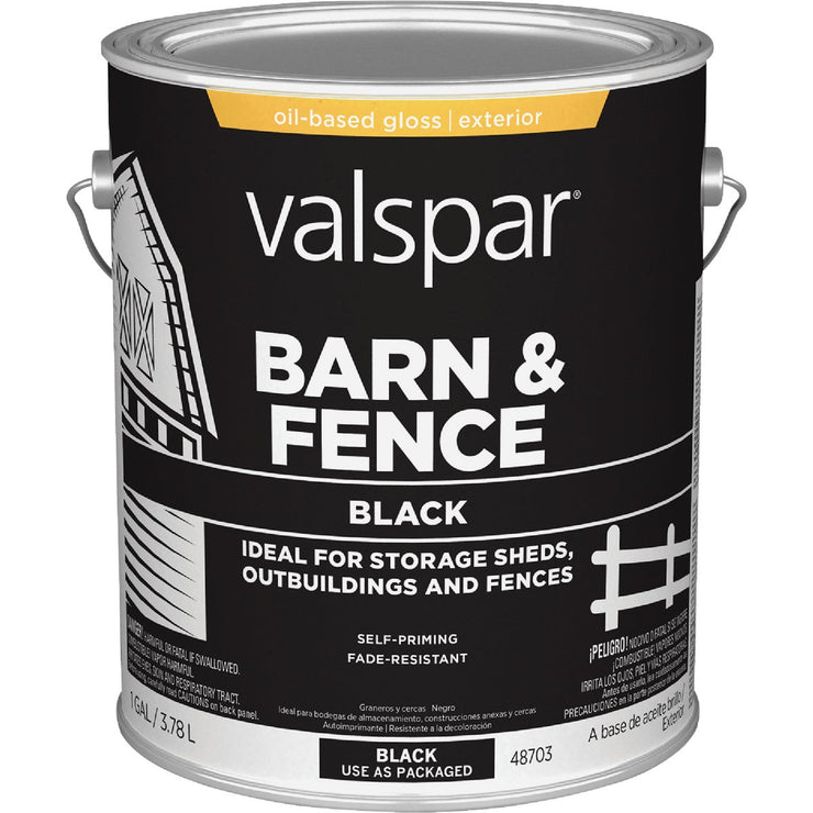 Image of Valspar Alkyd Exterior Oil Paint & Primer In One Barn & Fence Paint, Black, 1 Gal.