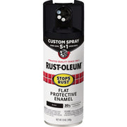 Image of Rust-Oleum Stops Rust 12 Oz. Custom Spray 5 in 1 Flat Spray Paint, Black