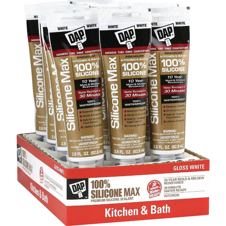 Image of DAP Silicone Max 2.8 Oz. White Premium Kitchen, Bath & Plumbing 100% Silicone Sealant