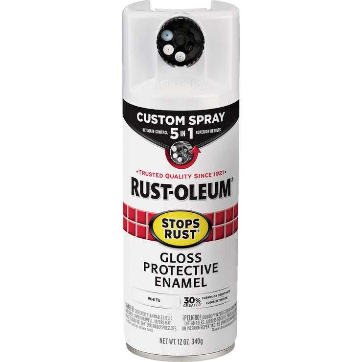 Image of Rust-Oleum Stops Rust 12 Oz. Custom Spray 5 in 1 Gloss Spray Paint, White