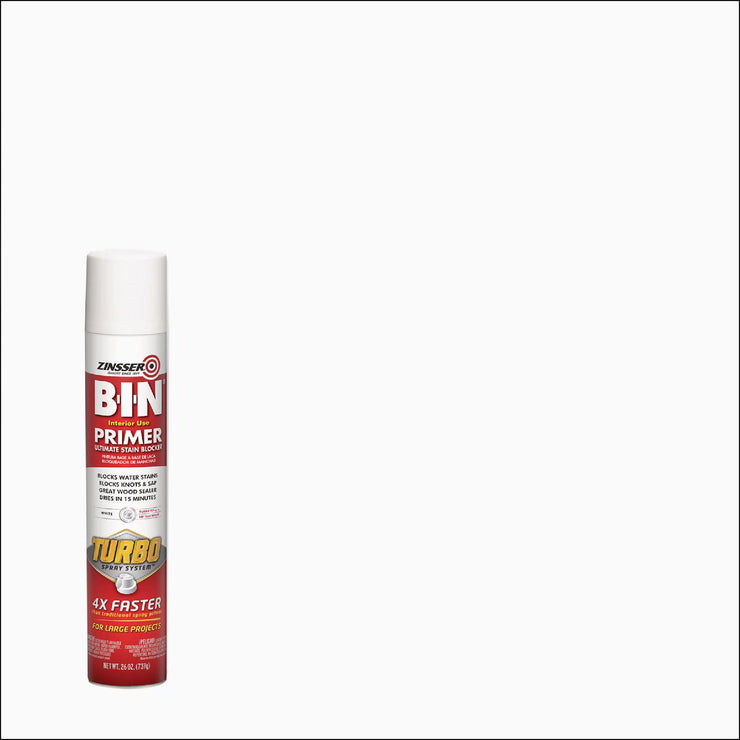 Image of Zinsser 26 Oz. B-I-N Primer Spray with Turbo Spray System, Flat White