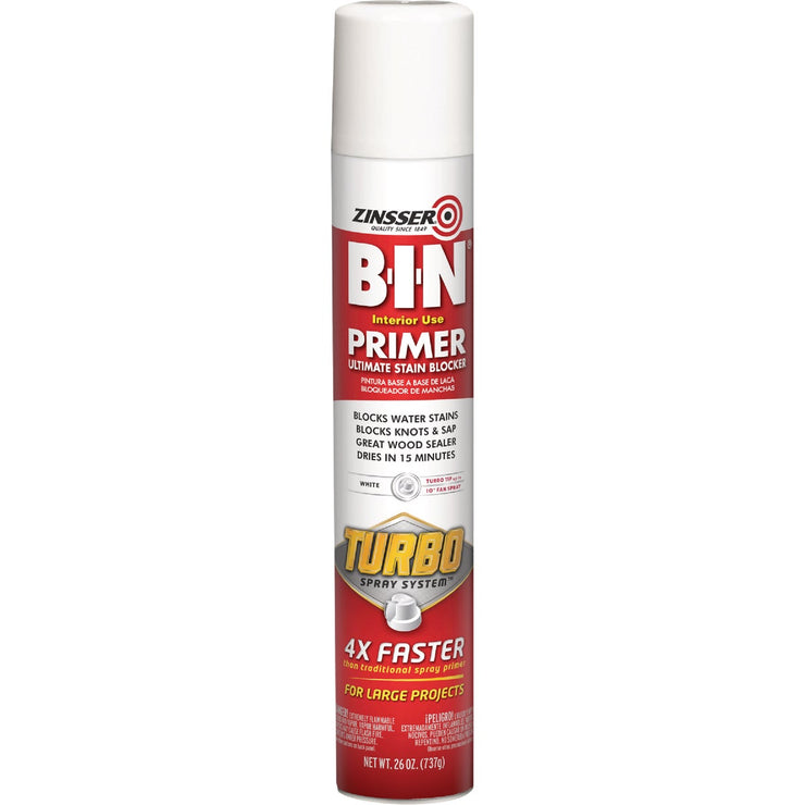 Image of Zinsser 26 Oz. B-I-N Primer Spray with Turbo Spray System, Flat White