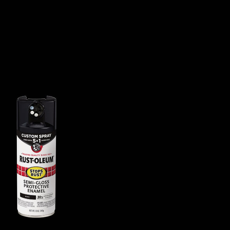 Image of Rust-Oleum Stops Rust 12 Oz. Custom Spray 5 in 1 Semi-Gloss Spray Paint, Black