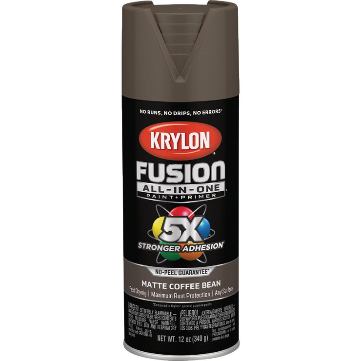 Image of Krylon Fusion All-In-One 12 Oz. Matte Spray Paint, Coffee Bean