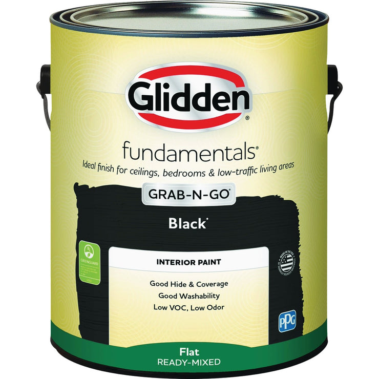 Image of Glidden Fundamentals Flat Interior Paint, Black, 1 Gal.