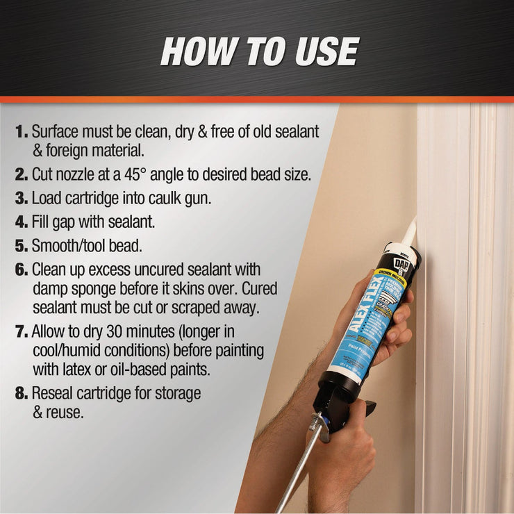 Image of Dap Alex Flex 10.1 Oz. Premium Molding & Trim Acrylic Latex Siliconized Sealant, Antique White