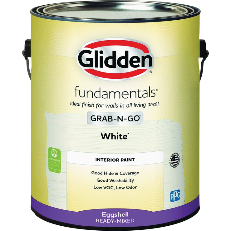 Image of Glidden Fundamentals Eggshell Interior Paint, White, 1 Gal.