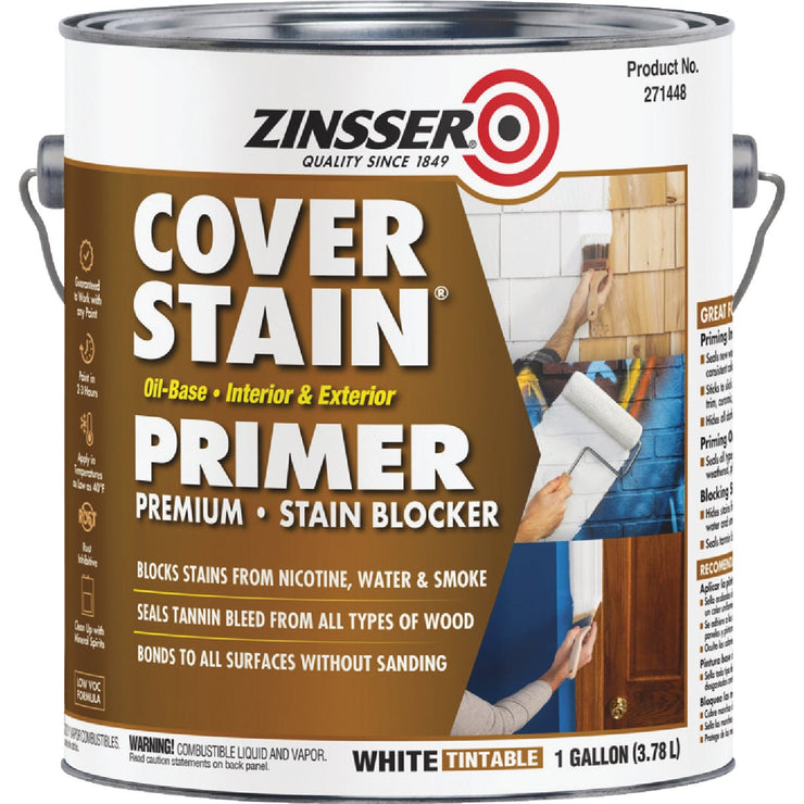 Image of Zinsser Cover Stain Classic Oil-Based 100 Low VOC Interior/Exterior Primer, Flat White, 1 Gal.