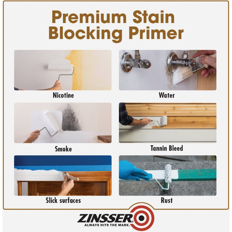 Image of Zinsser Cover Stain Classic Oil-Based 100 Low VOC Interior/Exterior Primer, Flat White, 1 Gal.
